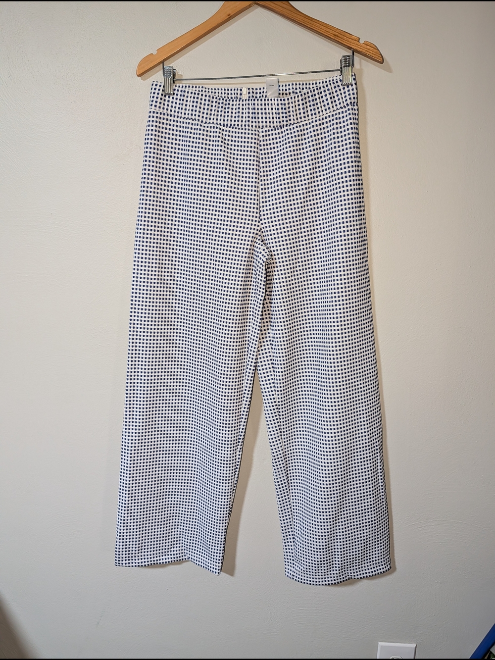 M Marc Bouwer Women's Black & White Grid Wide-Leg Pants